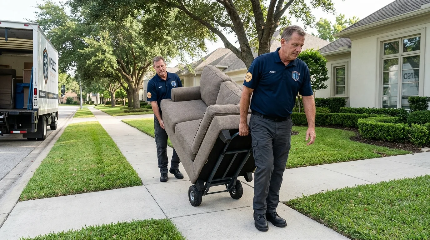 Local residential moving crew loading furniture in Laconia, NH